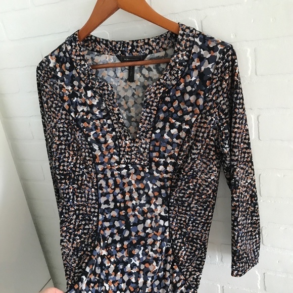 REVOLVE x BCBGMaxAzria Midi Dress Retro mod mobwife longsleeve Ruched S - Picture 5 of 10